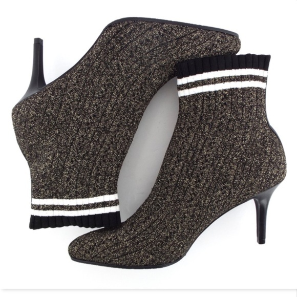 New STUART WEITZMAN Metallic Knit Sock Booties 8.5 - Picture 5 of 8